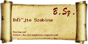 Böjte Szabina névjegykártya