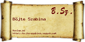 Böjte Szabina névjegykártya